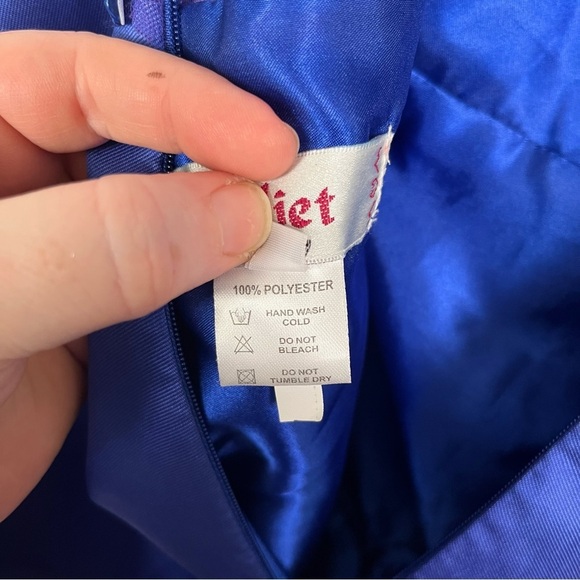 Juliet Blue Halter Sequin Formal Cocktail Dress w/ shawl sz 2XL Blue Purple - Picture 12 of 14